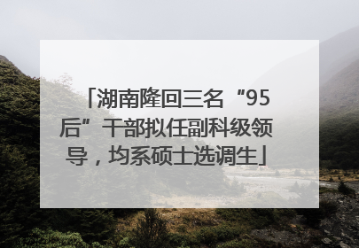 湖南隆回三名“95后”干部拟任副科级领导，均系硕士选调生